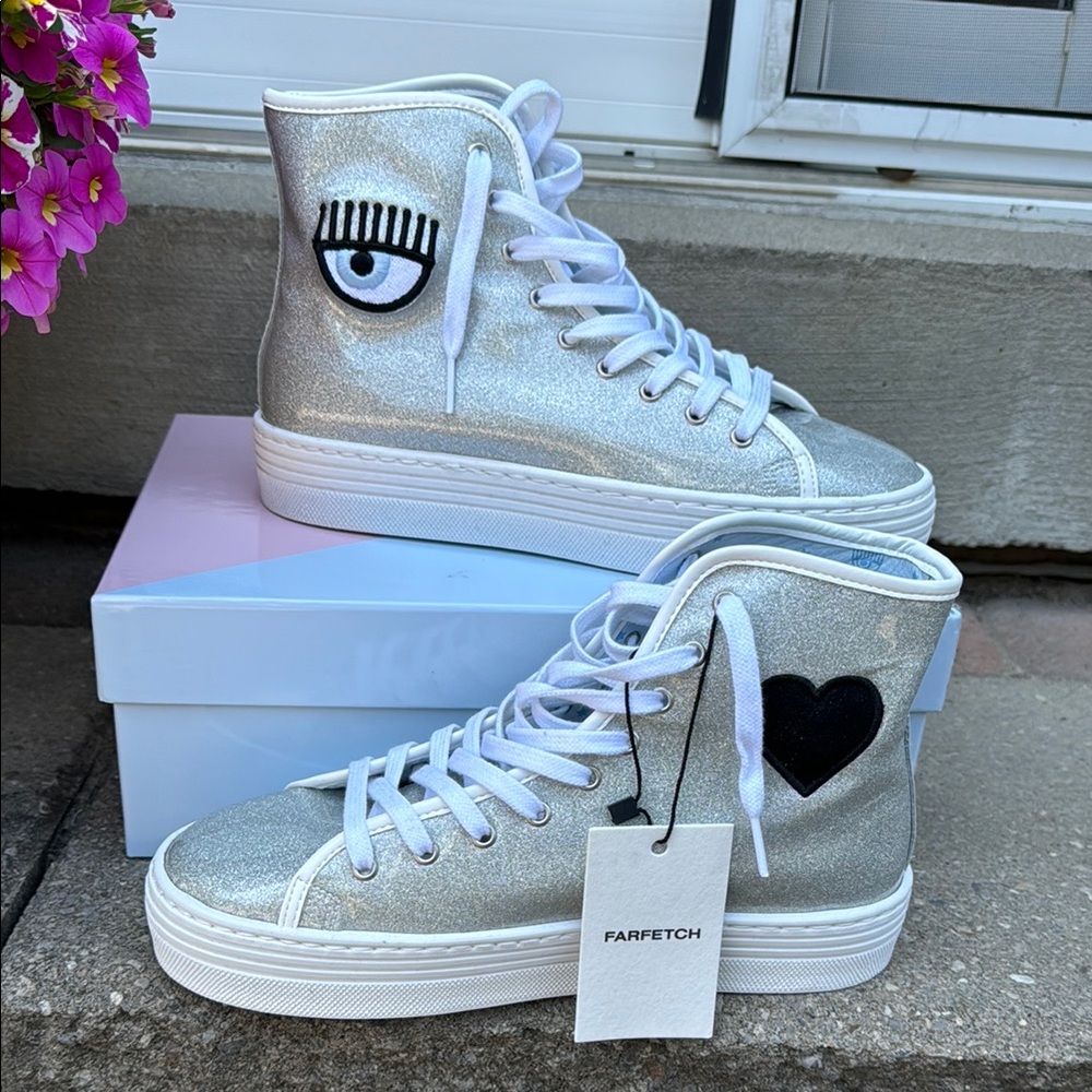 Chiara Ferragni Sneakers High Silver Glitter